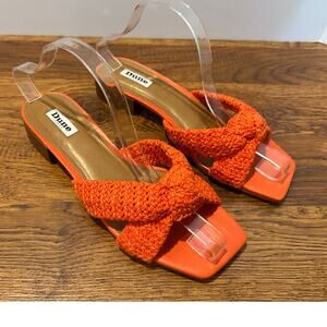 Dune London Laizes Woven Slide Sandals Orange Women’s Size 40 NWOB Statement